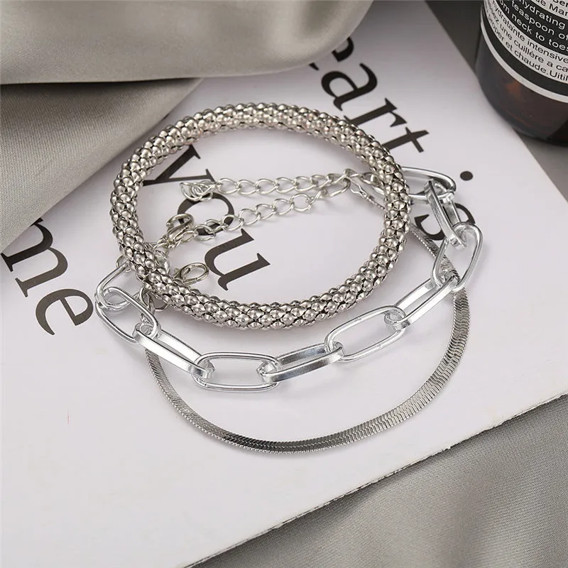 3PCS/Set Fashion  Bracelets Bangles For Women (Gold or Silver)