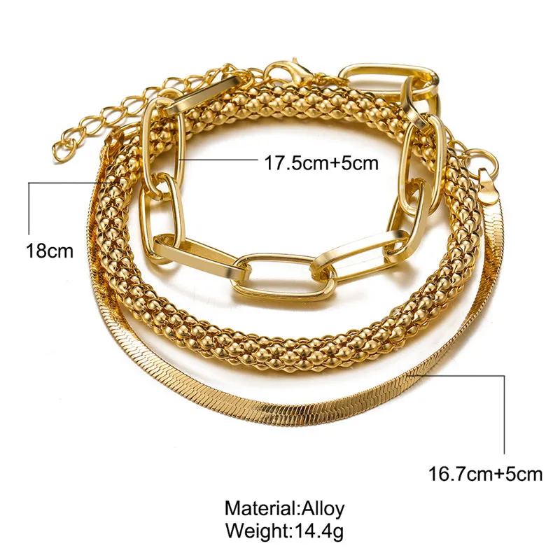 3PCS/Set Fashion  Bracelets Bangles For Women (Gold or Silver)