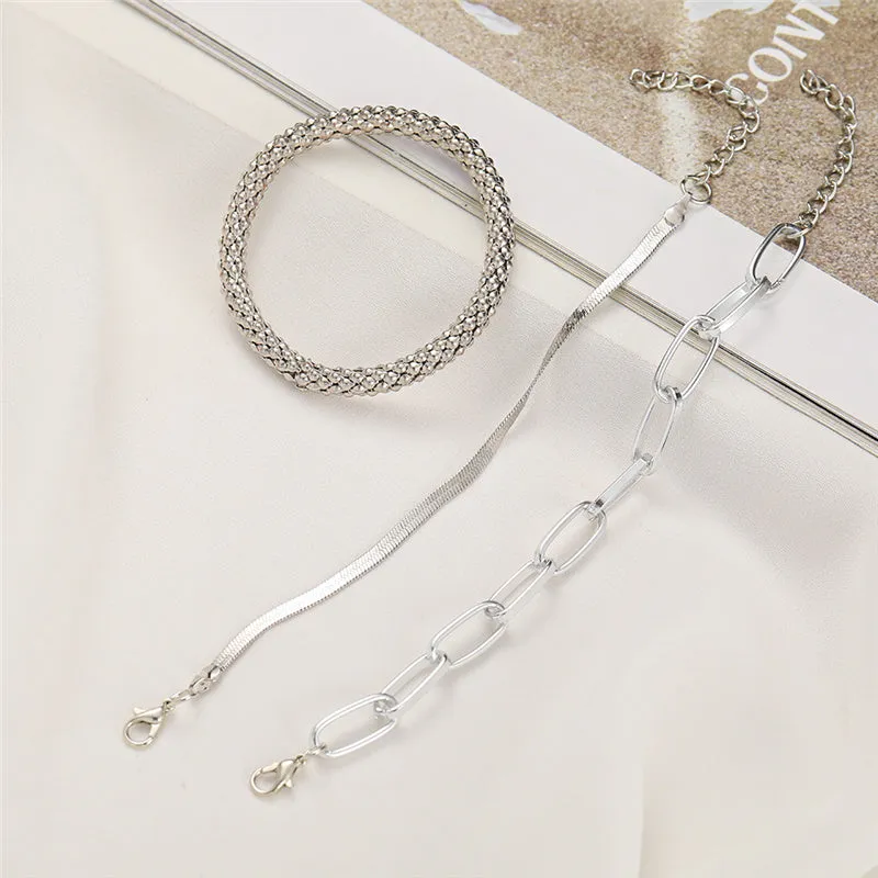 3PCS/Set Fashion  Bracelets Bangles For Women (Gold or Silver)