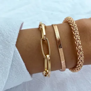 3PCS/Set Fashion  Bracelets Bangles For Women (Gold or Silver)