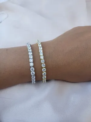 4mm 14k Gold Diamond Tennis Bracelet, Cubic Zirconia Tennis Bracelets ,Iced Out Chain ,Crystal Wedding Bracelet For Women Men