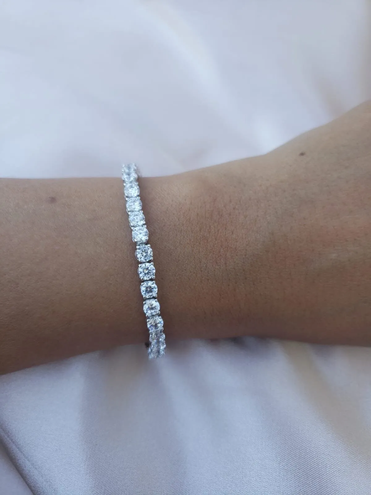 4mm 14k Gold Diamond Tennis Bracelet, Cubic Zirconia Tennis Bracelets ,Iced Out Chain ,Crystal Wedding Bracelet For Women Men