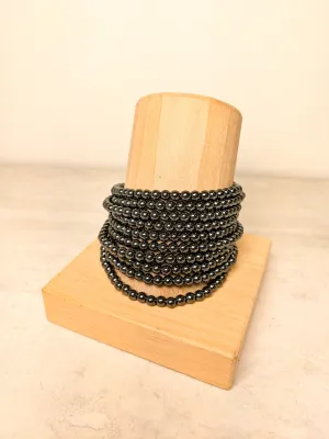 4mm Crystal Hematite Beaded Bracelet