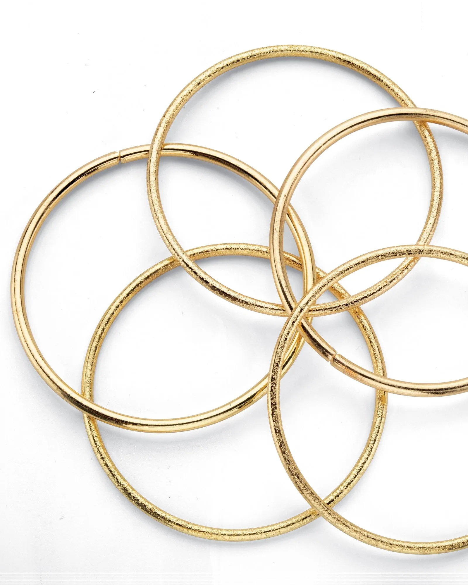 5 Piece Bangle Bracelet Set in Textured and Polished Yellow Goldtone | Yellow
