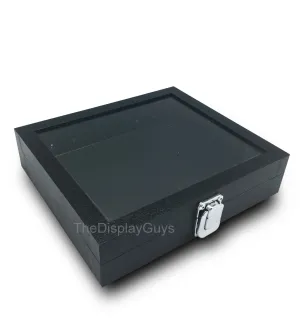 8 1/4" x 7 1/4" Black Glass Top Wooden Jewelry Case