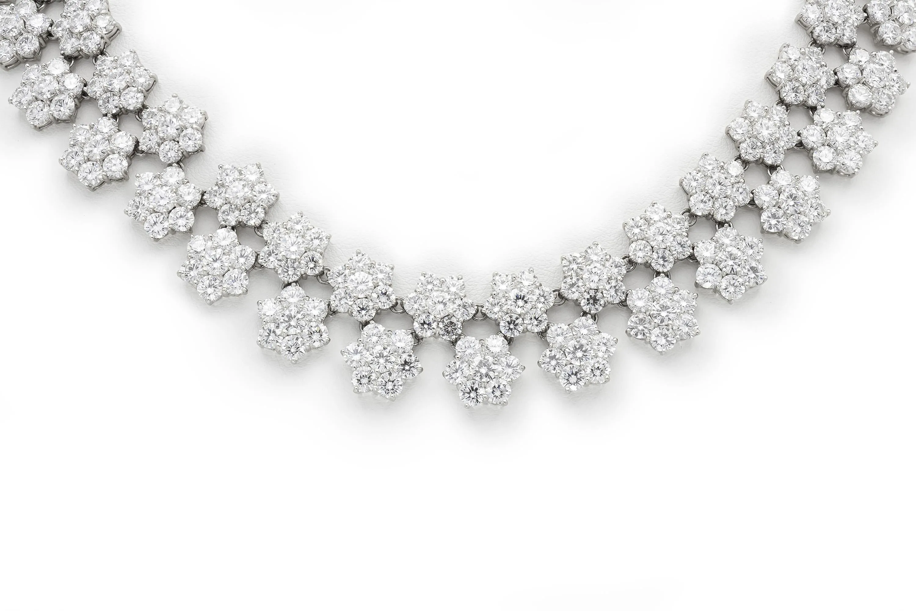 85.54 Carat Diamond Two Row Flowers Collar Necklace