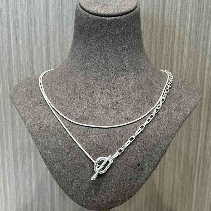 925 Silver Chain Double Y Long Necklace