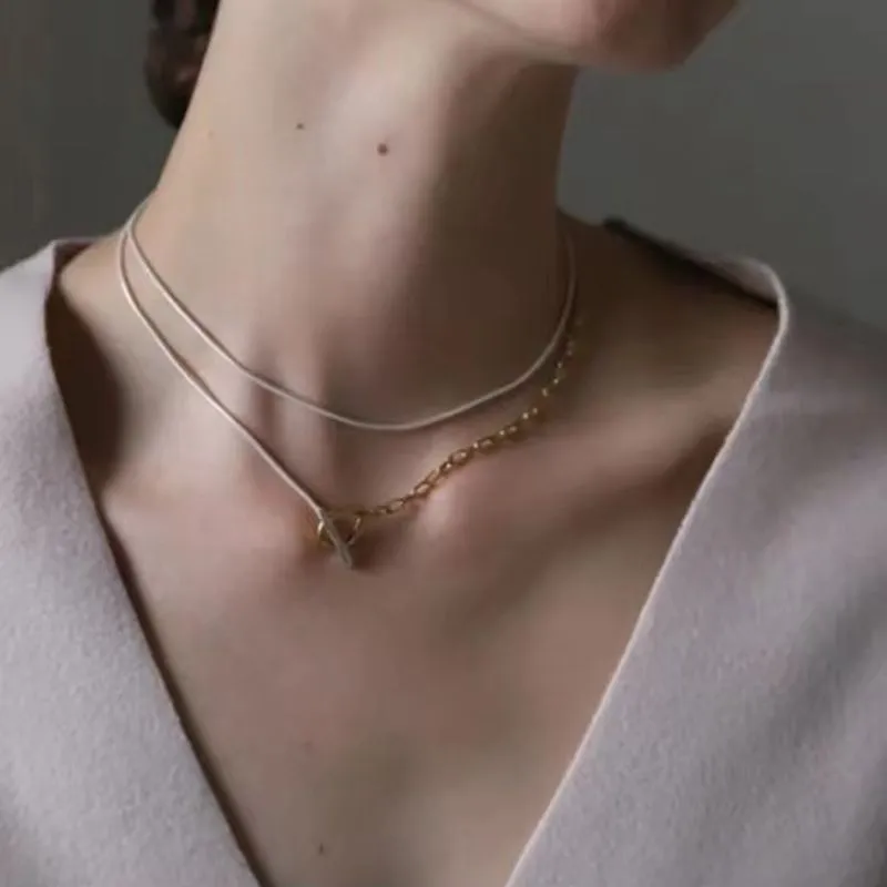 925 Silver Chain Double Y Long Necklace