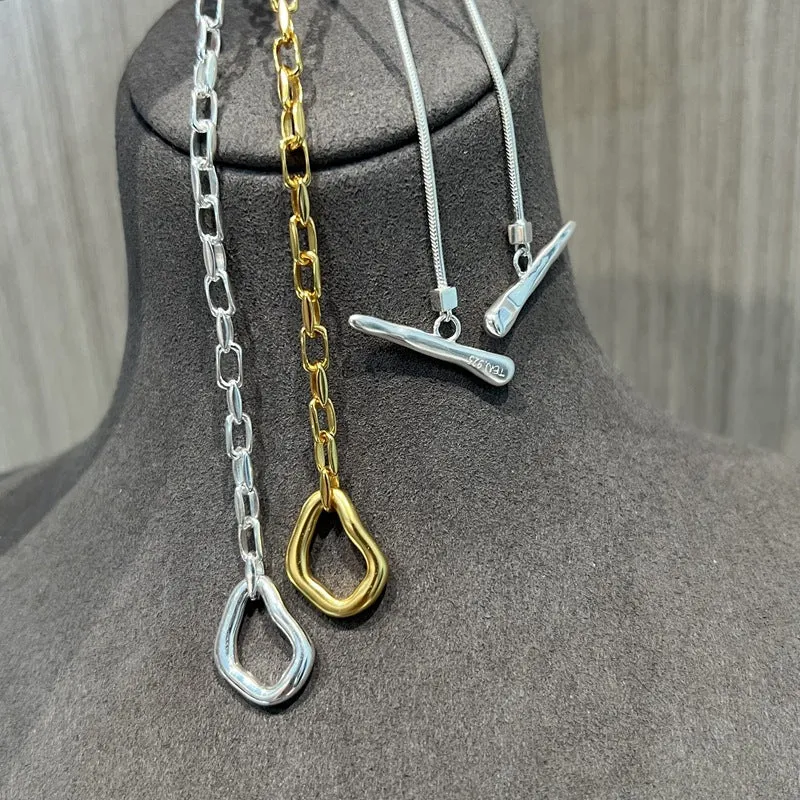 925 Silver Chain Double Y Long Necklace