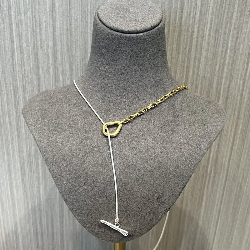 925 Silver Chain Double Y Long Necklace