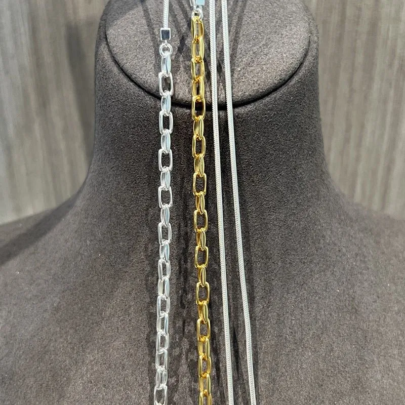 925 Silver Chain Double Y Long Necklace