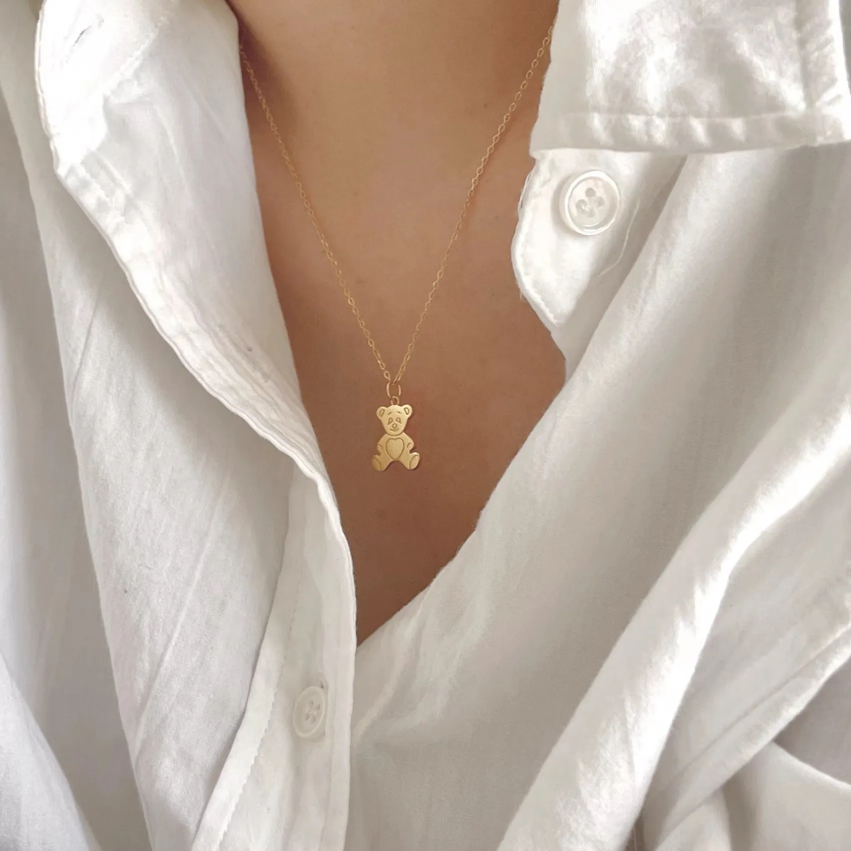 925 Sterling Silver Minimalist Bear Geometric Silver Necklaces
