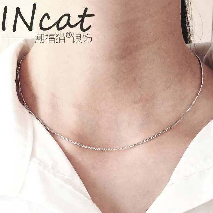 925 Sterling Silver Minimalist Chamfered Cube Rhombus Silver Necklaces