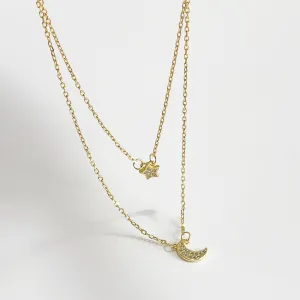 925 Sterling Silver Minimalist Star Moon Silver Necklaces