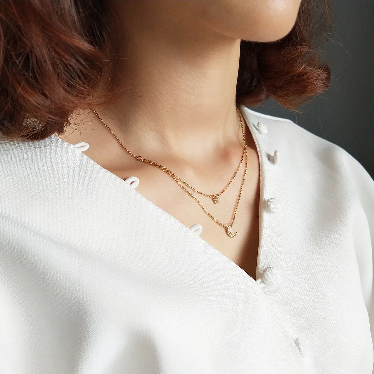 925 Sterling Silver Minimalist Star Moon Silver Necklaces