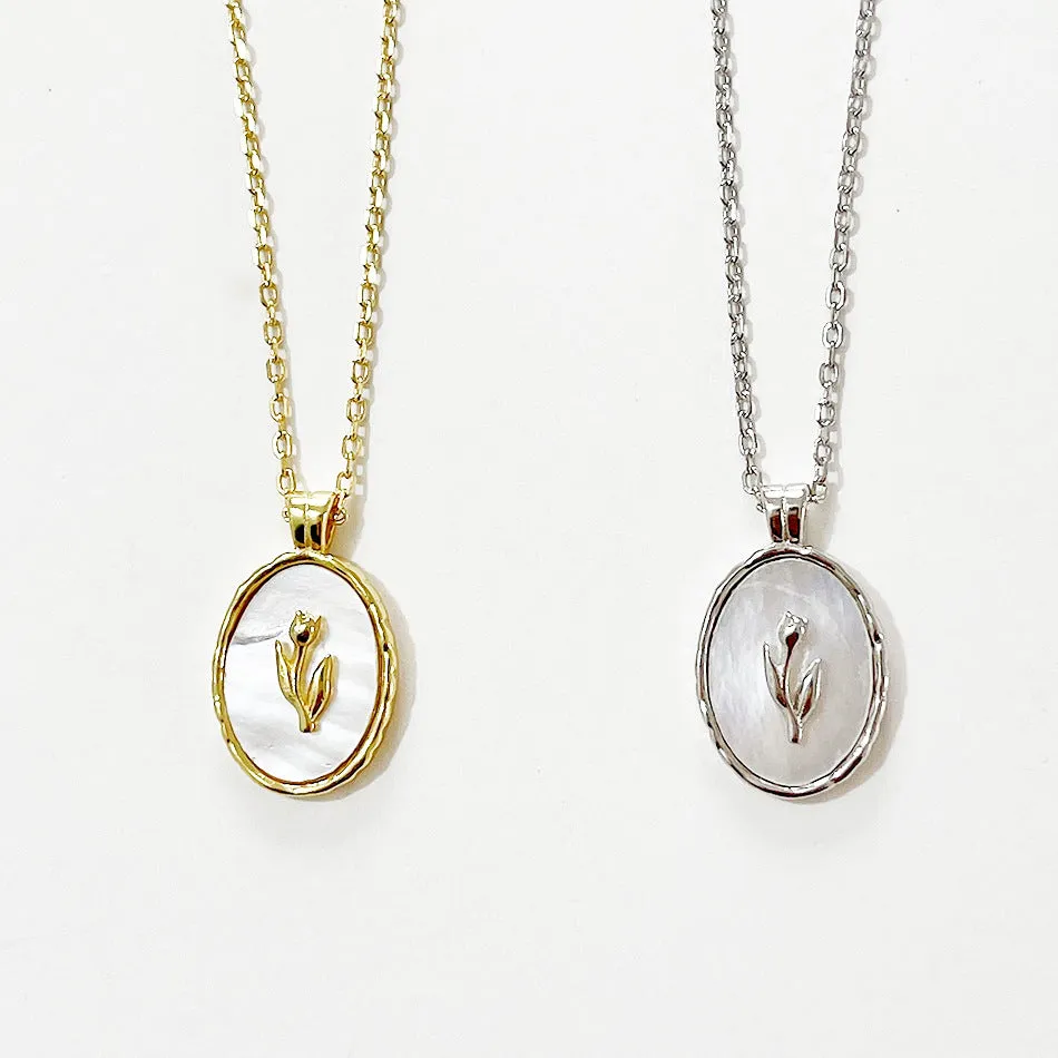 925 Sterling Silver Minimalist Tulip Geometric Silver Necklaces