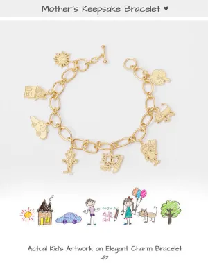 925 Sterling Silver Personalized Children Artwork Charm Bracelet
