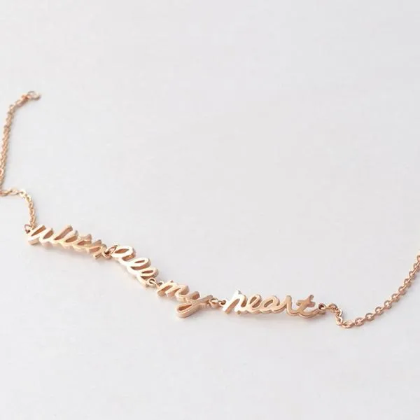 925 Sterling Silver Personalized Handwriting Name Bracelet - Linked Words Adjustable 6”-7.5”