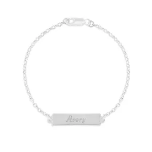 925 Sterling Silver Personalized Name Bar Bracelet Length Adjustable 6”-7.5”