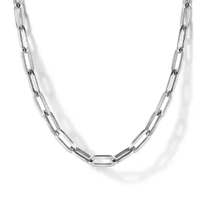 925 Sterling Silver Solid Paper Clip Chain Necklace - NK6769-32SVJJJ