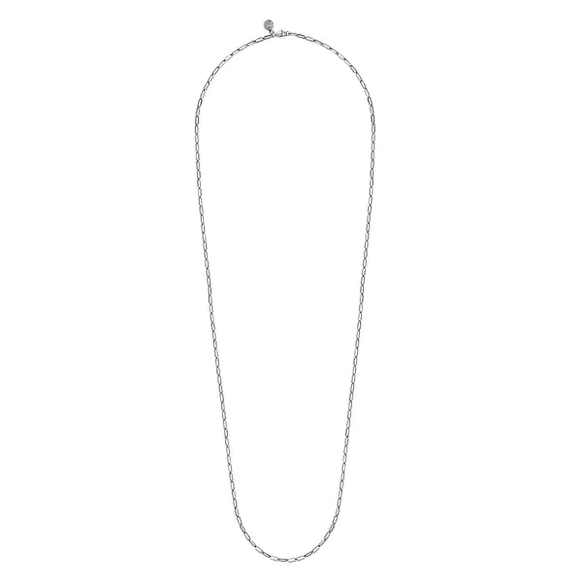 925 Sterling Silver Solid Paper Clip Chain Necklace - NK6769-32SVJJJ