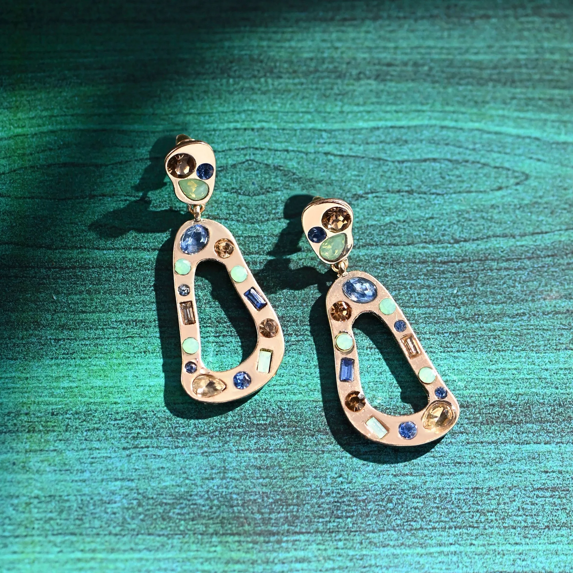 Accessorize London Women's Gold Gem Molten Drop Earrings
