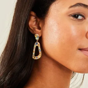 Accessorize London Women's Gold Gem Molten Drop Earrings