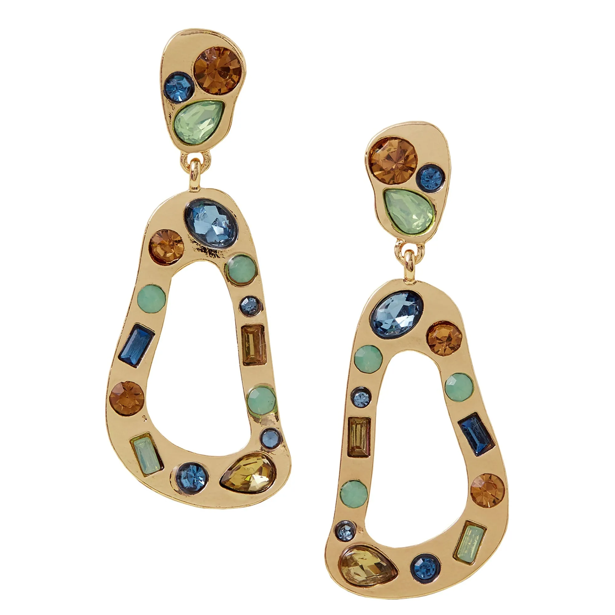 Accessorize London Women's Gold Gem Molten Drop Earrings