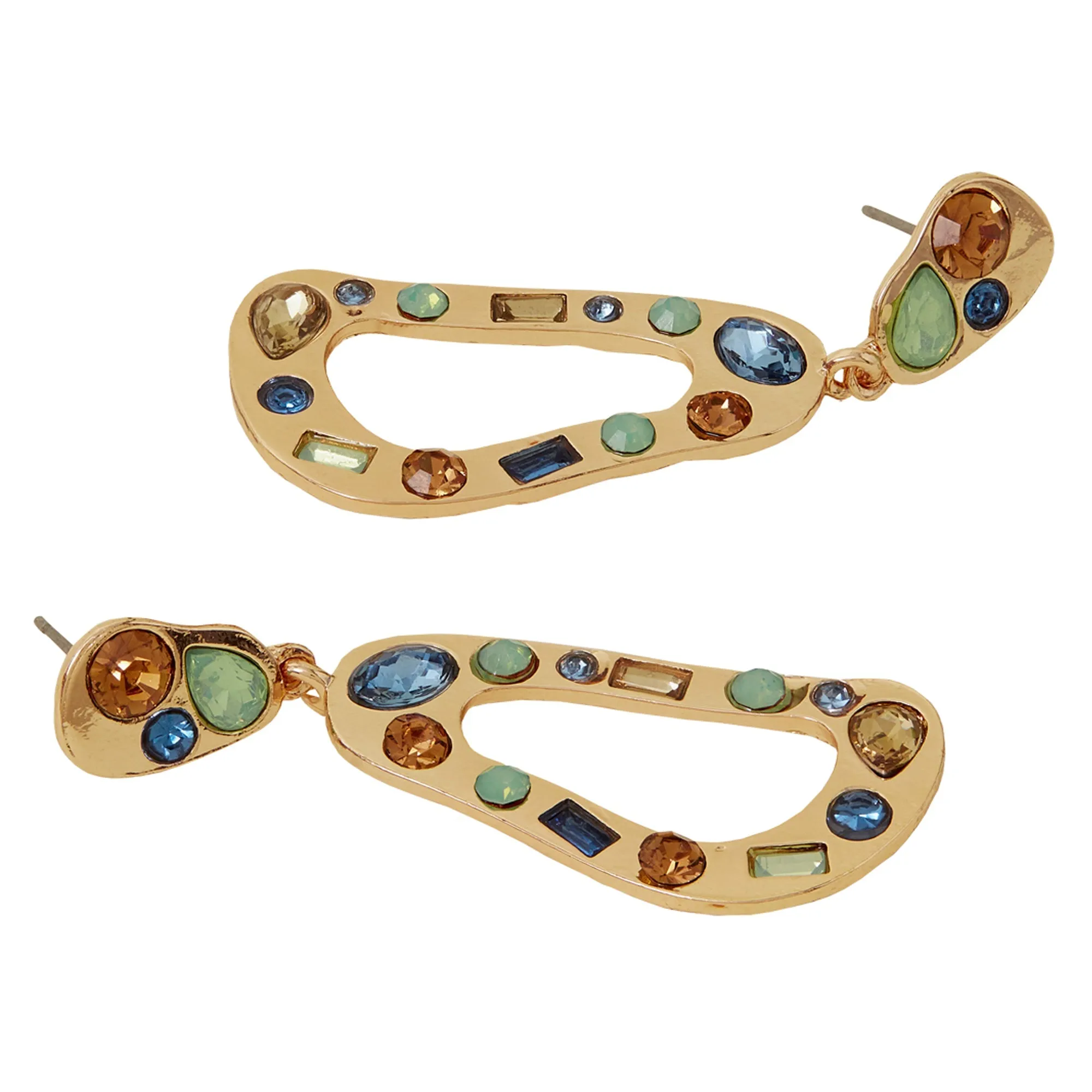 Accessorize London Women's Gold Gem Molten Drop Earrings