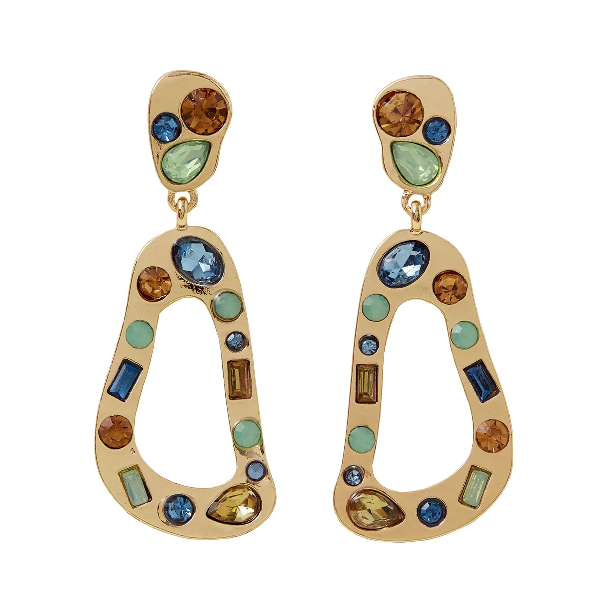 Accessorize London Women's Gold Gem Molten Drop Earrings