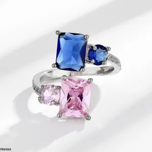 Adjustable Sapphire & Pink Emerald Ring