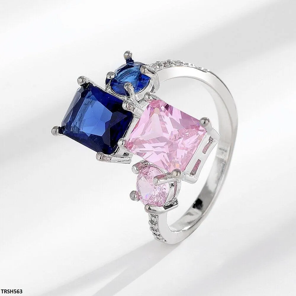 Adjustable Sapphire & Pink Emerald Ring