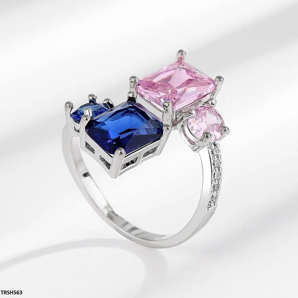 Adjustable Sapphire & Pink Emerald Ring
