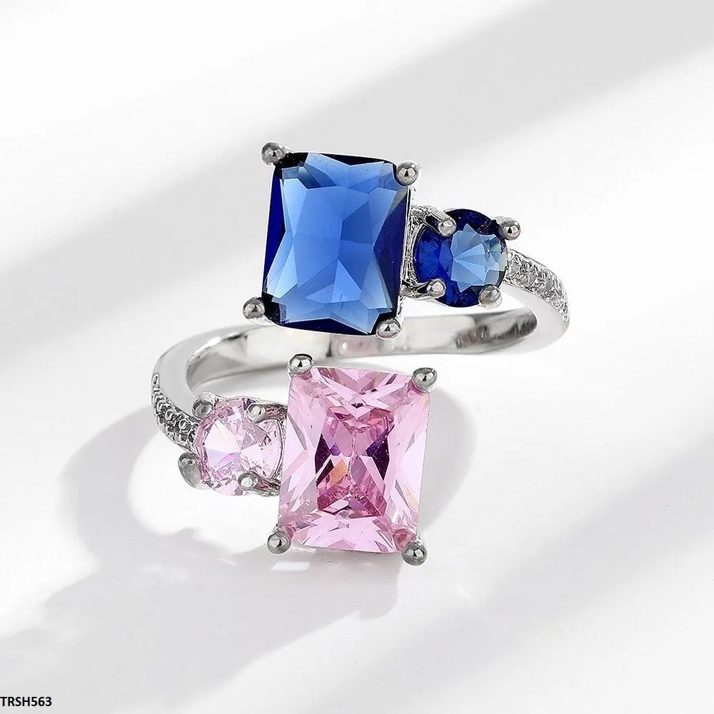 Adjustable Sapphire & Pink Emerald Ring