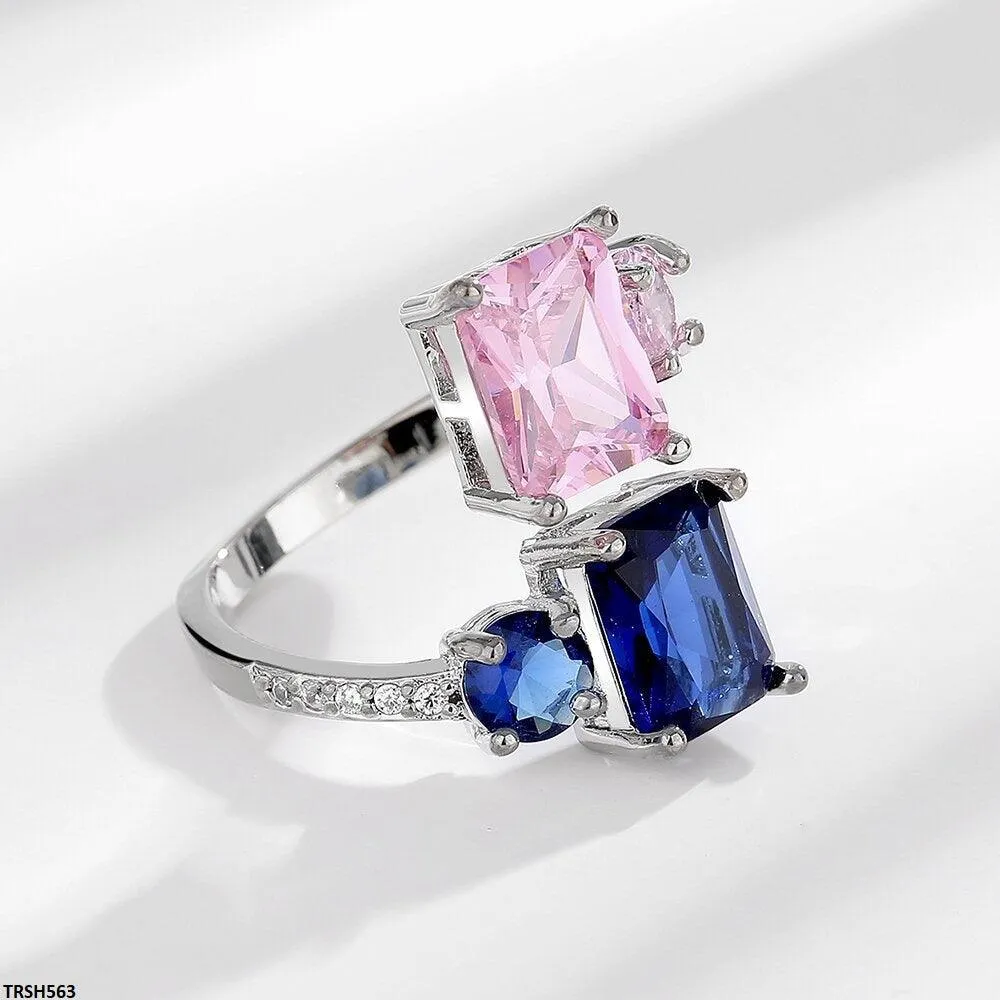 Adjustable Sapphire & Pink Emerald Ring