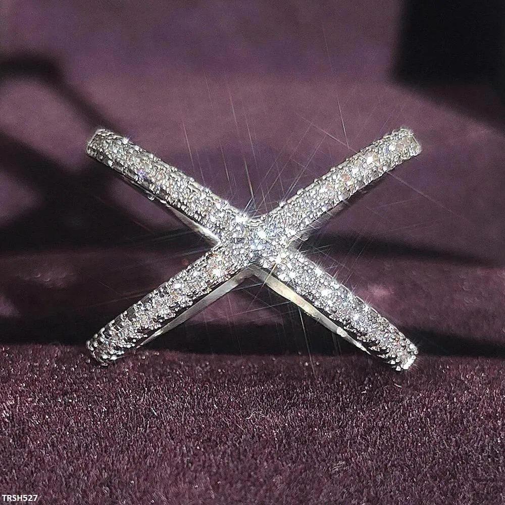 Adjustable Zircon Criss Cross Ring
