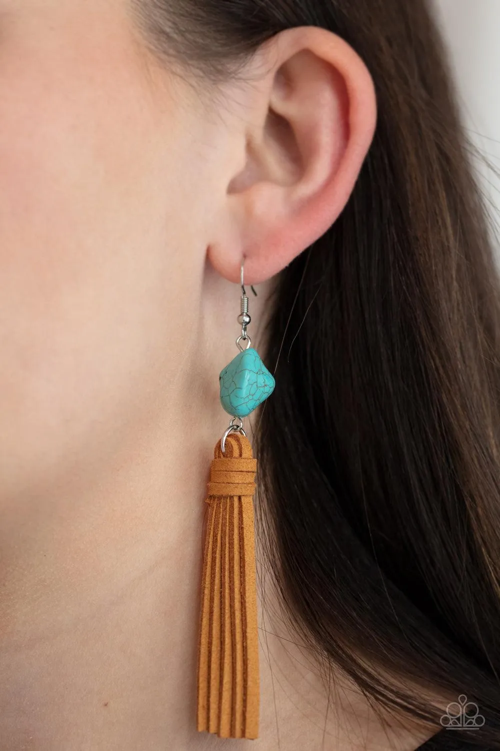 All-Natural Allure - Blue Stone Earring-Paparazzi