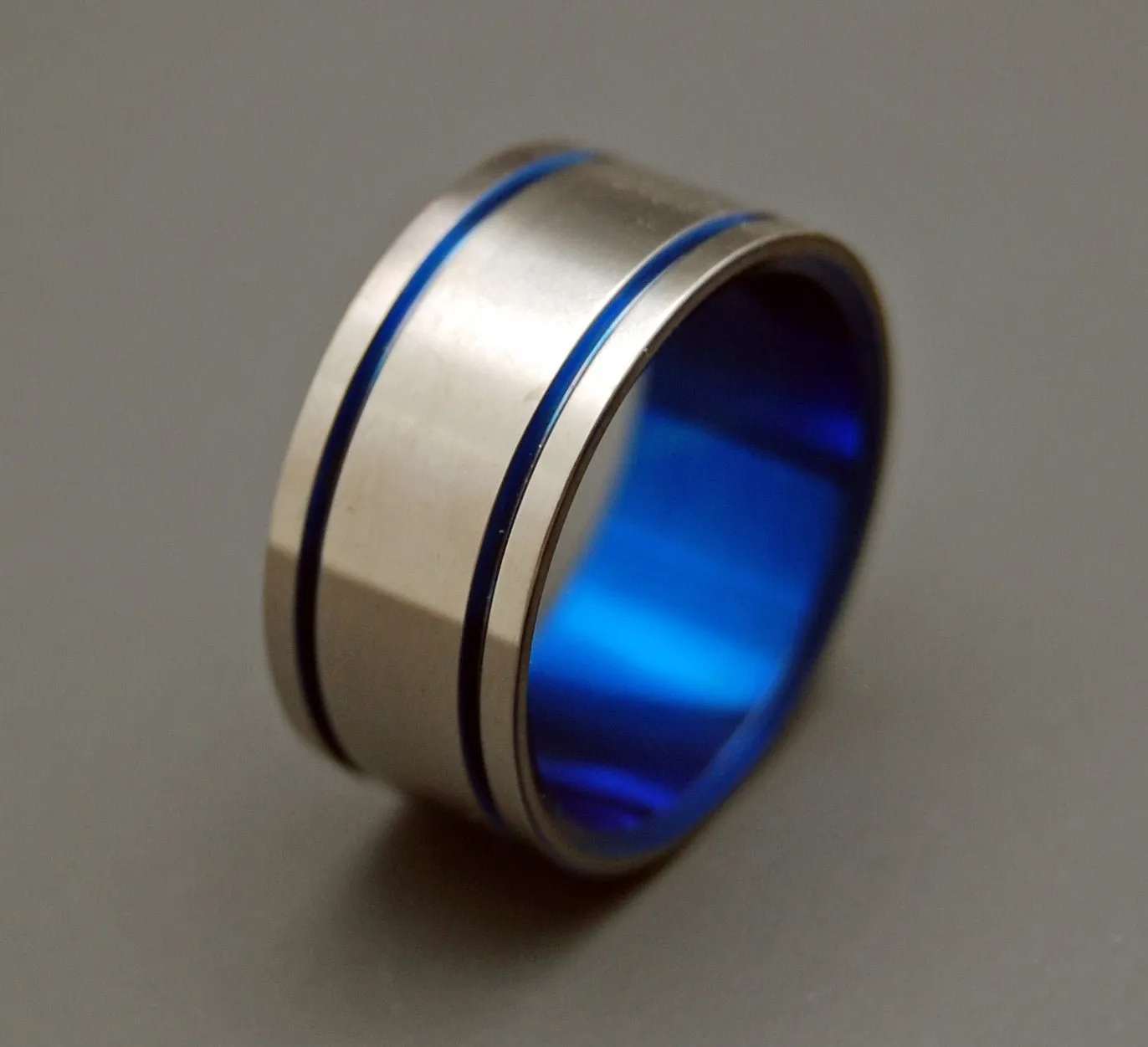 Alma Mater | Men's Blue & Titanium Wedding Ring
