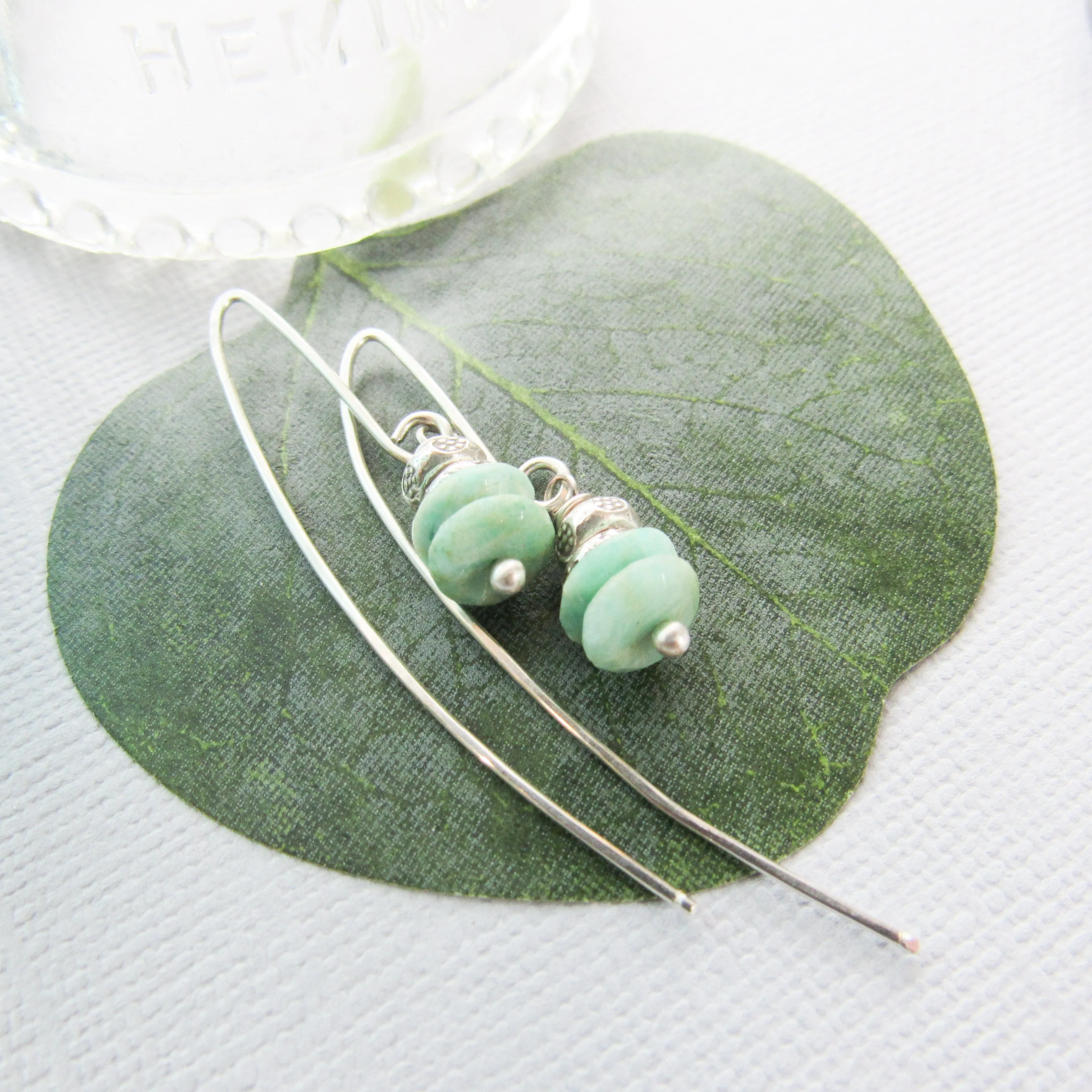 Amazonite and Hill Tribe Silver Earrings