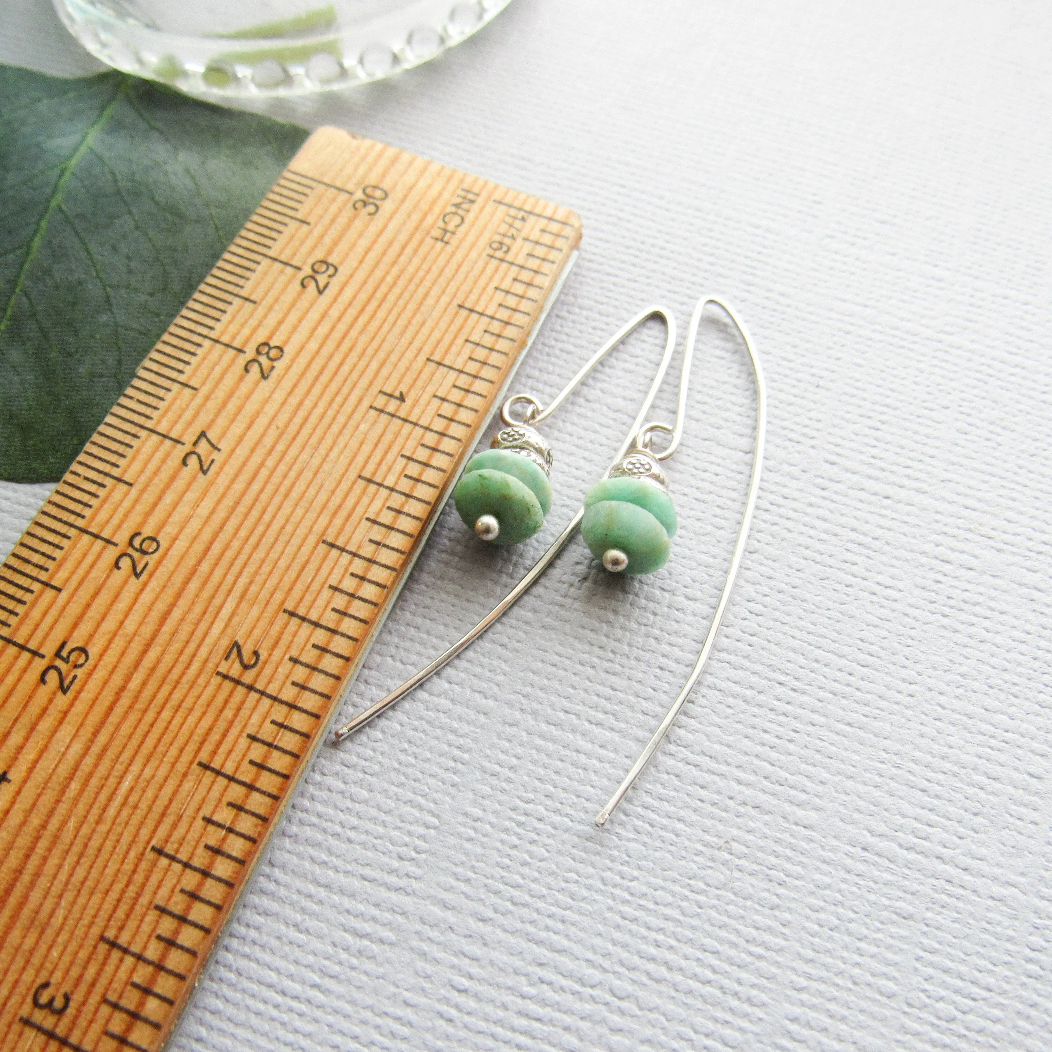 Amazonite and Hill Tribe Silver Earrings