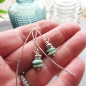 Amazonite and Hill Tribe Silver Earrings