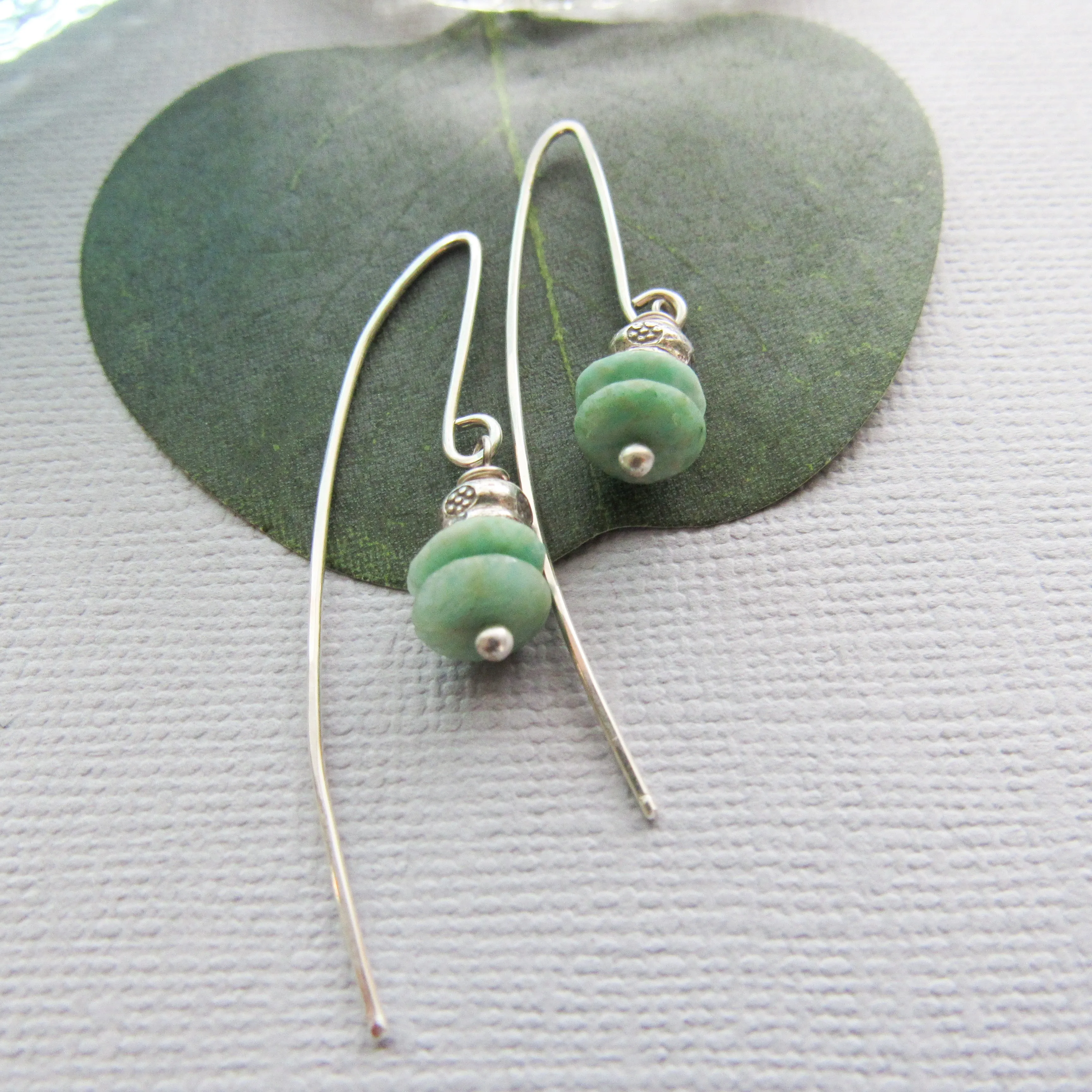 Amazonite and Hill Tribe Silver Earrings