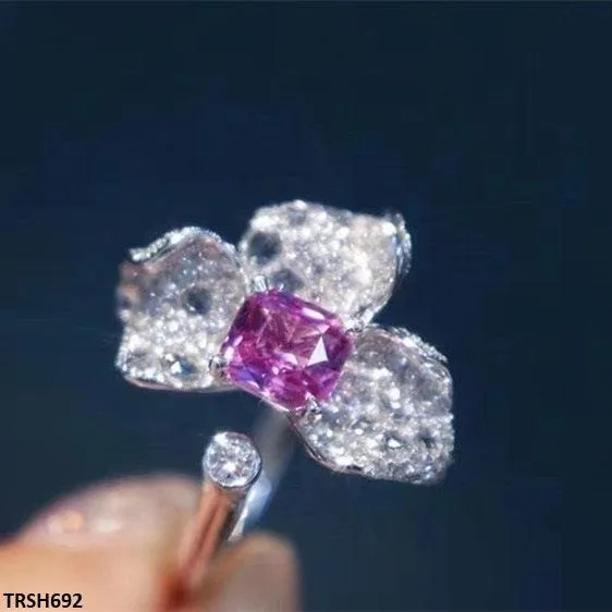 Amethyst Flower Ring Adjustable