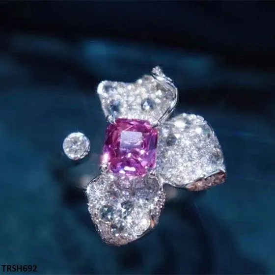 Amethyst Flower Ring Adjustable