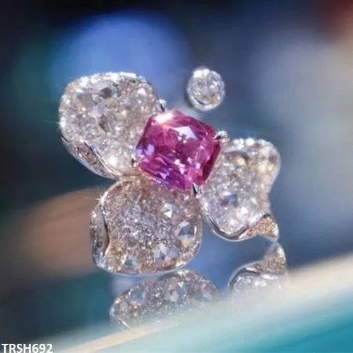Amethyst Flower Ring Adjustable