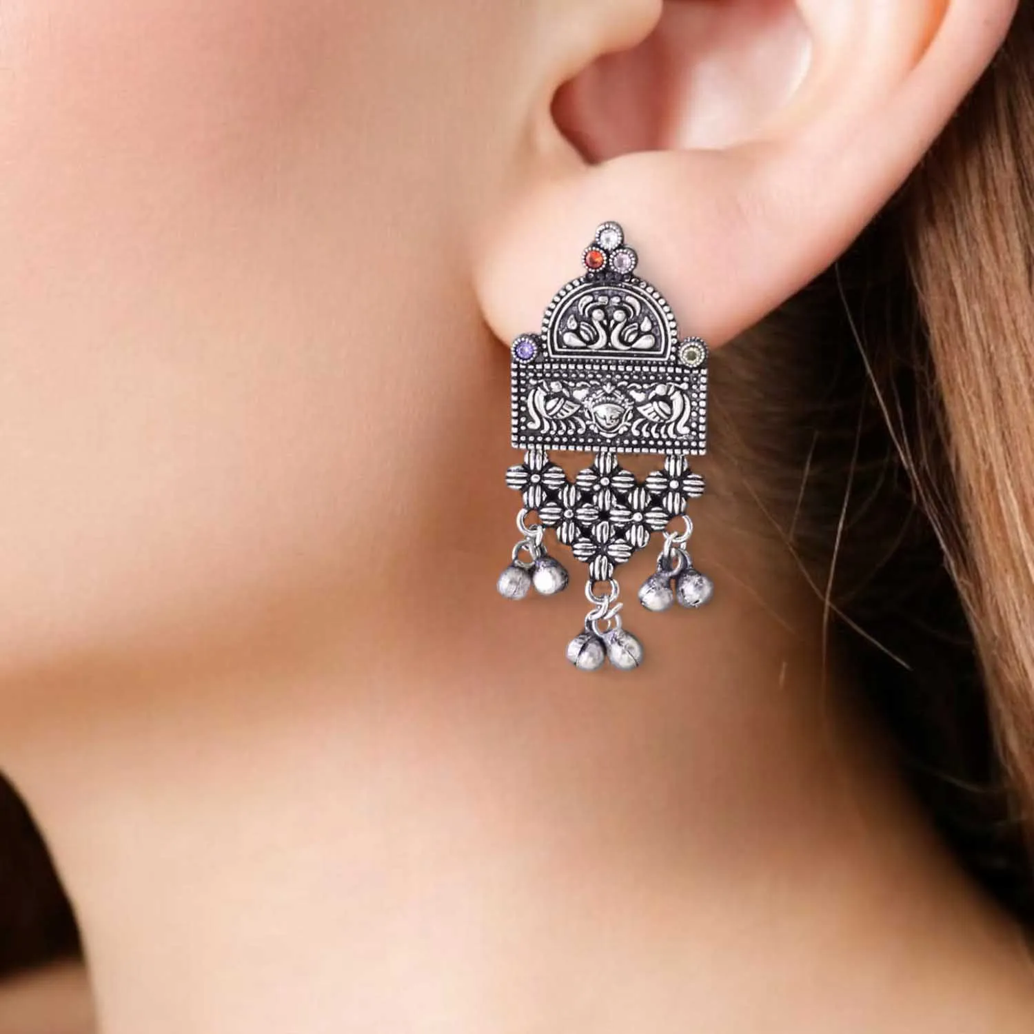 Antique Charuliya Oxidised Danglers