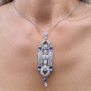 Antique Diamond & Sapphire Pendant