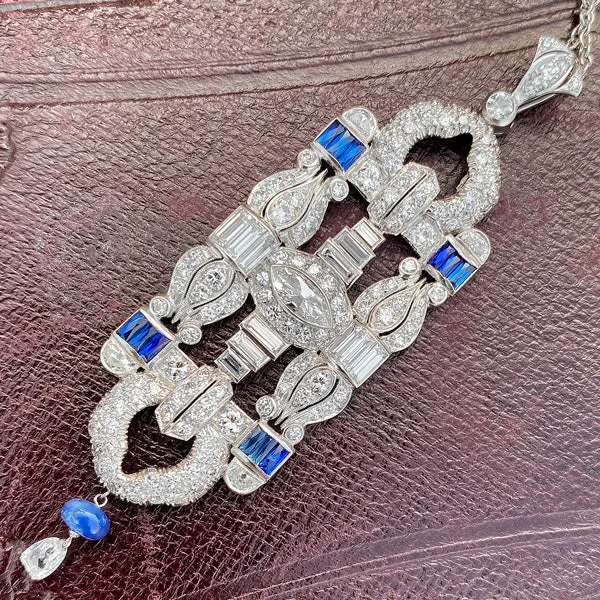 Antique Diamond & Sapphire Pendant