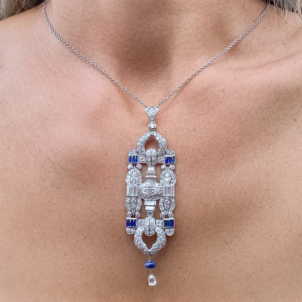 Antique Diamond & Sapphire Pendant