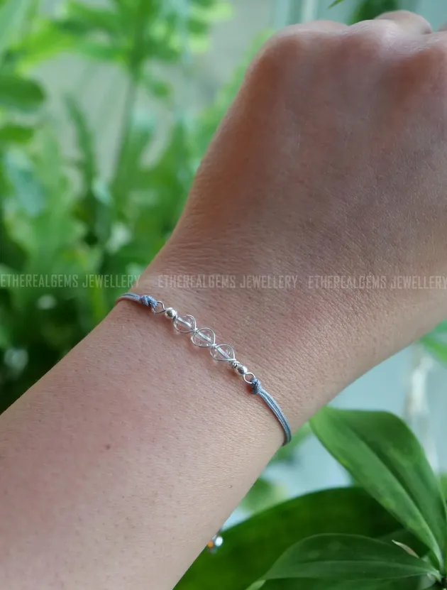 April birthstone, Aries bracelet, Cord bracelet, Diamond Herkimer bracelet, Taurus bracelet, Gemstone bracelet, Gift, Bar bracelet